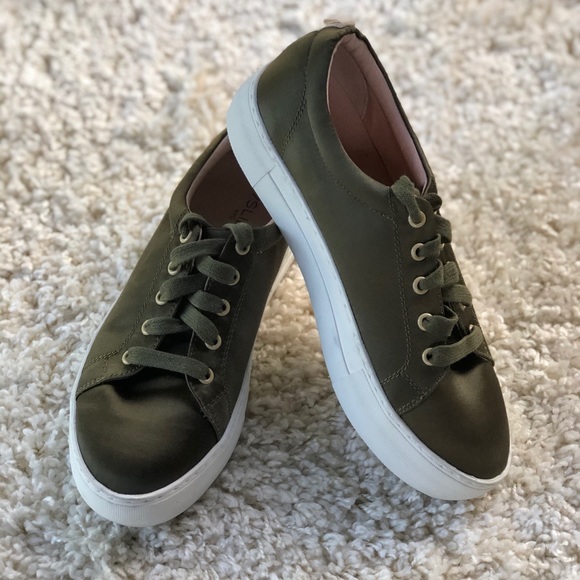J/SLIDES Shoes - J/Slides Amber Platform Lace-Up Sneaker Grn Satin